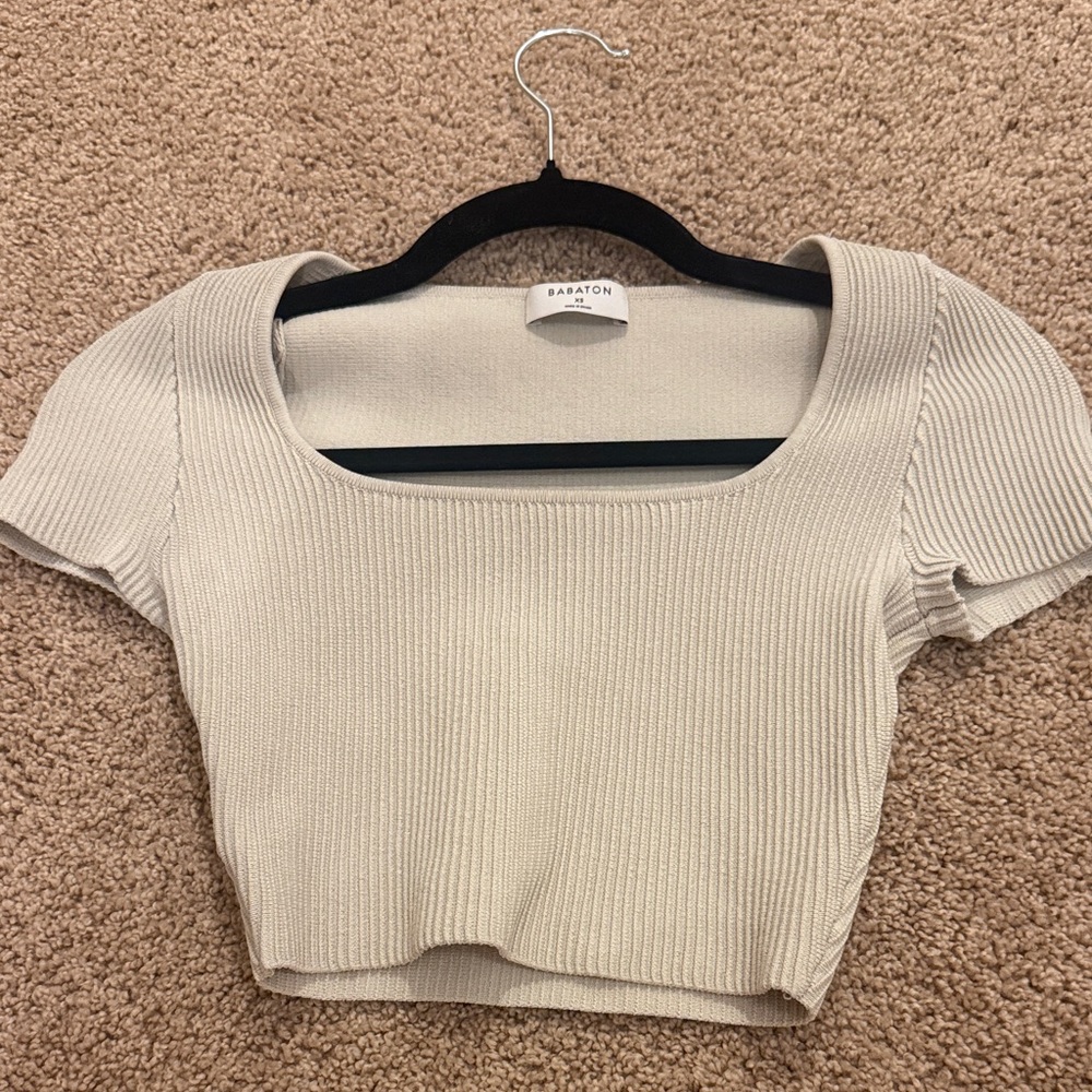 Aritzia ribbed cropped scoop t